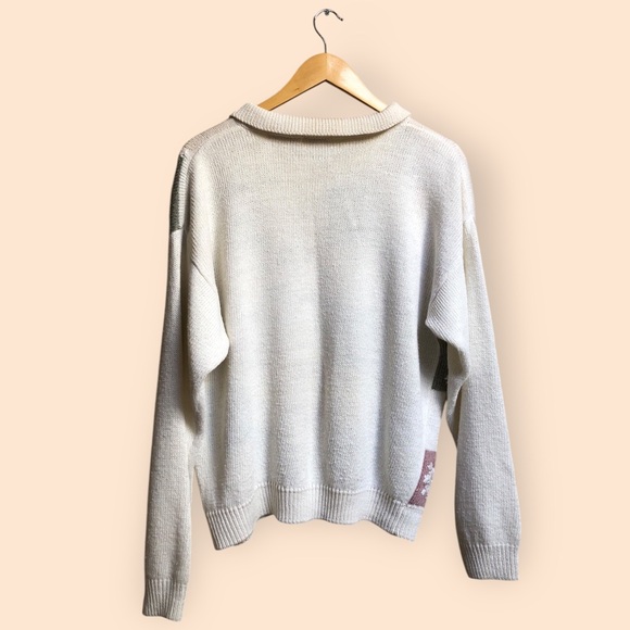 Vintage 90s Jantzen Classics Embroidered Snowflake Checkered Collared Sweater - Picture 10 of 11